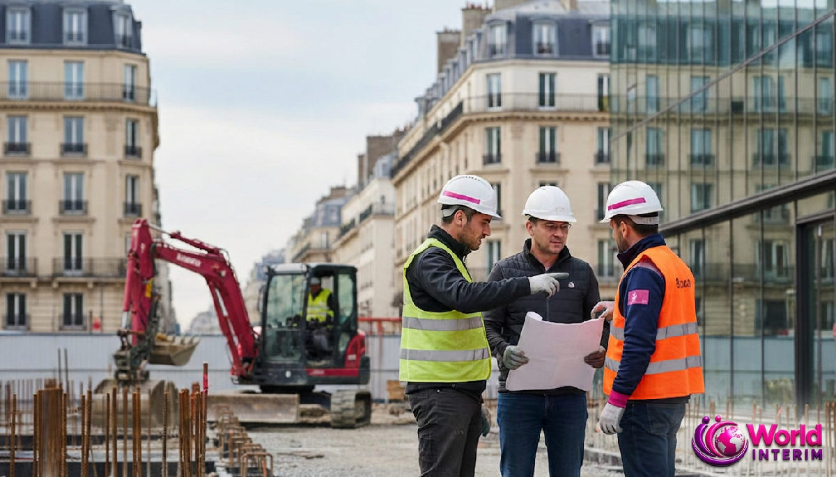 Travailleurs roumains sur un projet de développement urbain en France.