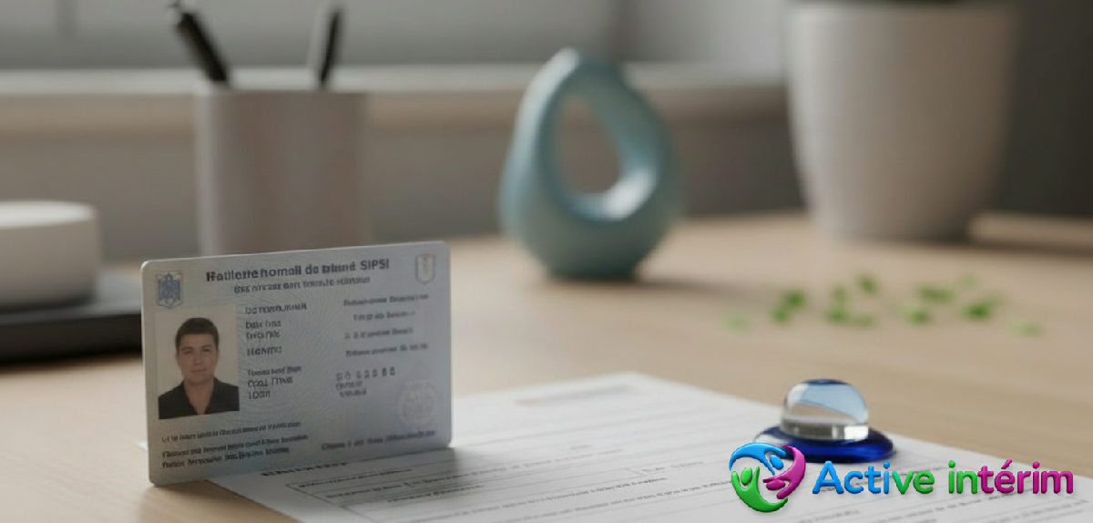 Carte d'identité roumaine et formulaire SIPSI sur un bureau.