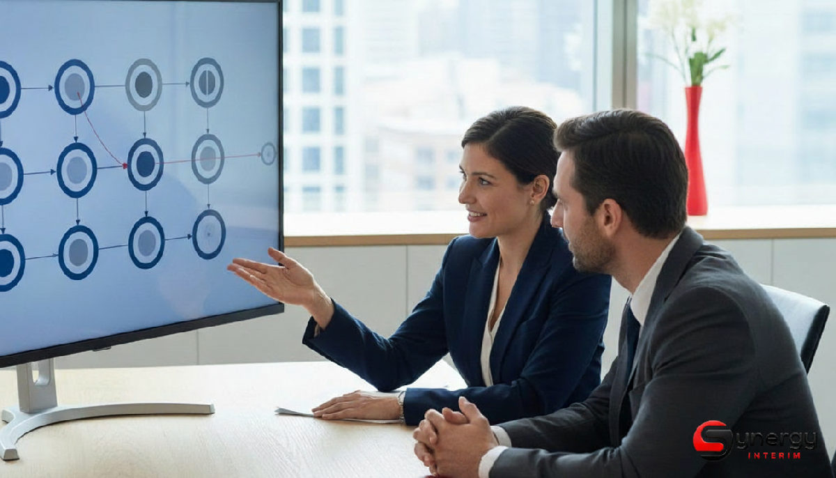 Guide complet pour recruter des ouvriers roumains fiables 2 Expert en recrutement discutant stratégie avec un client.