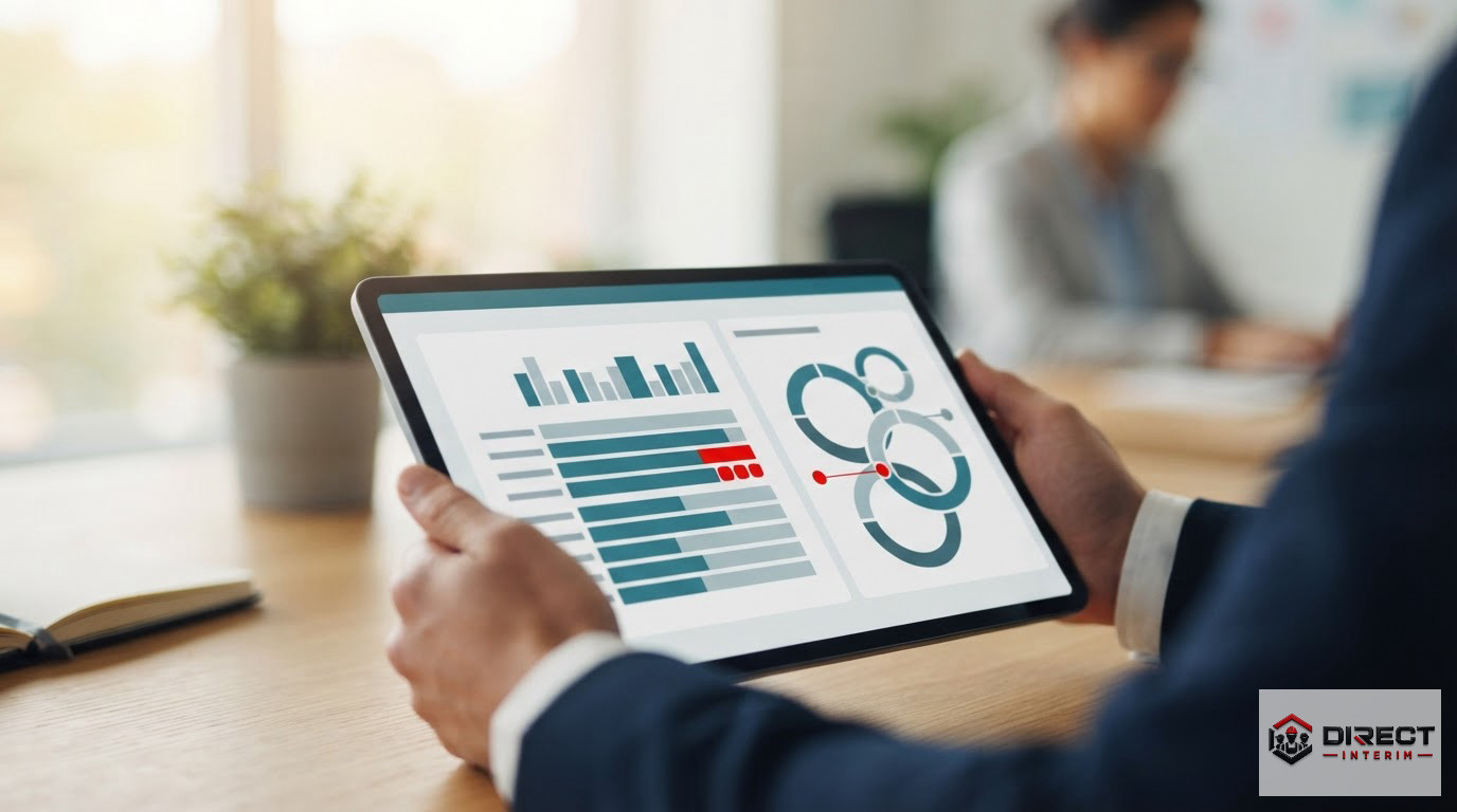 Un tableau de bord numérique affichant le statut de conformité des documents.