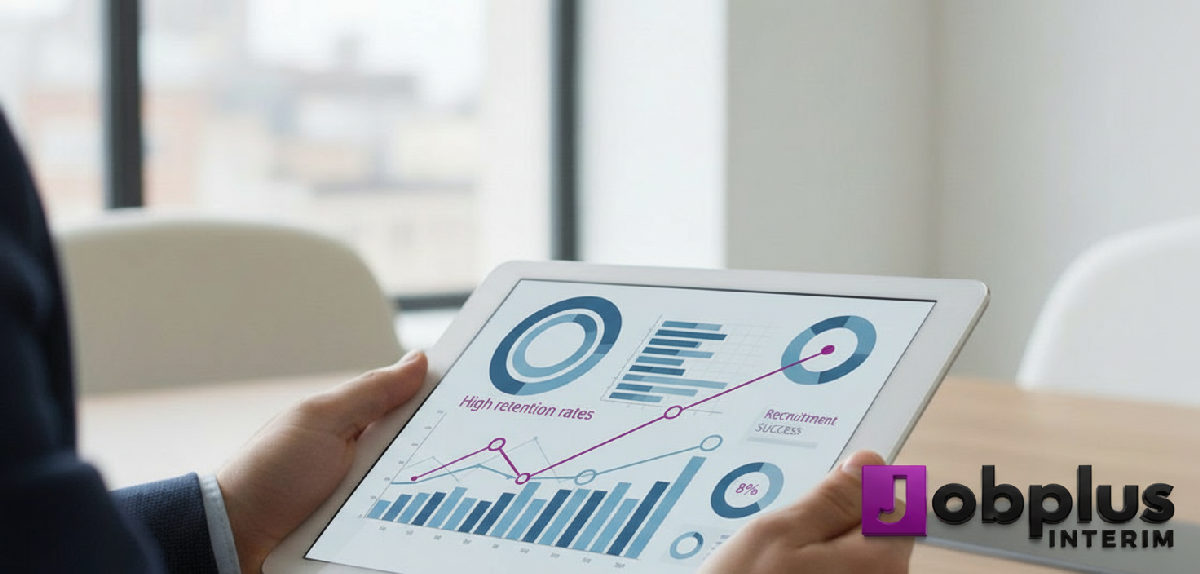 Graphique de succès de recrutement sur une tablette.