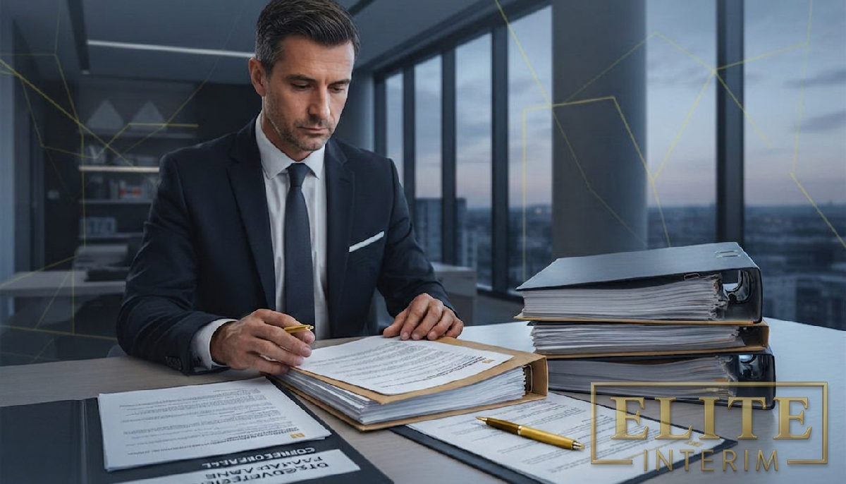 pièges détachement travailleurs roumains - Un homme examine des dossiers de conformité avec sérieux.