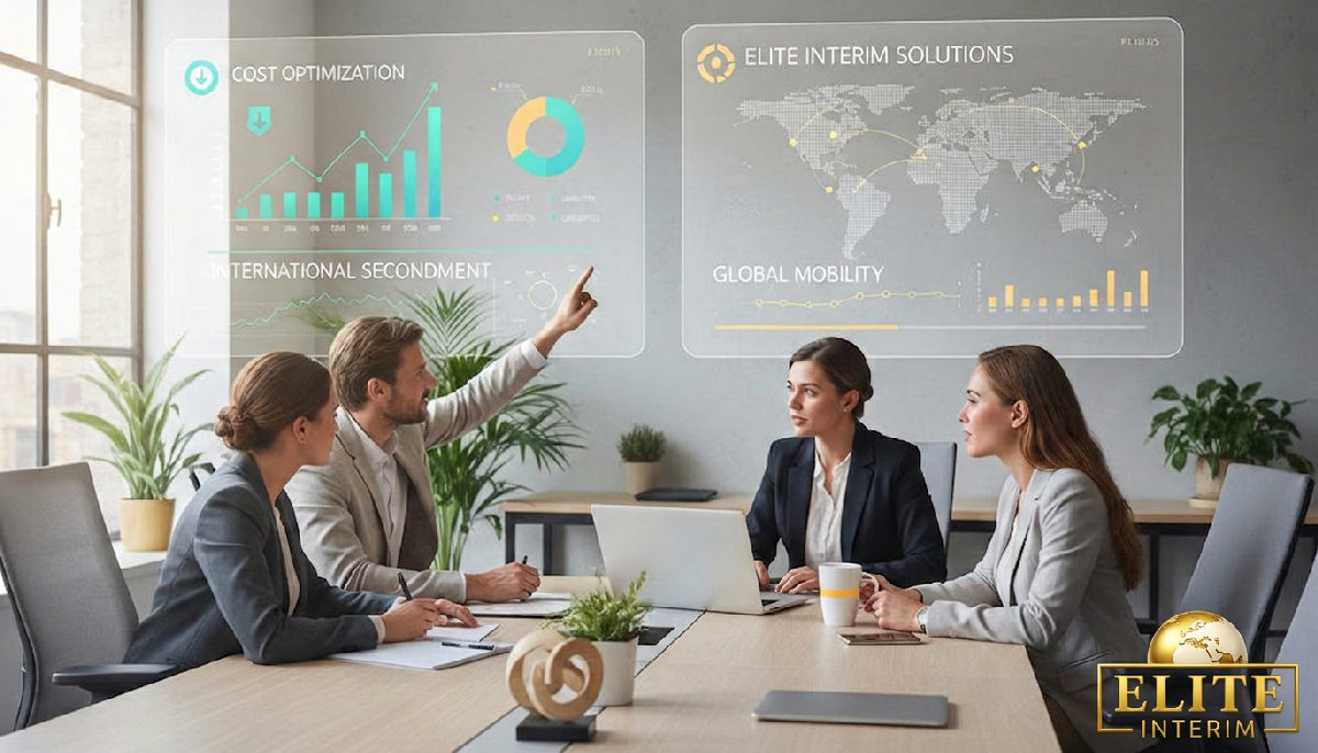 Bureau moderne avec graphiques montrant l'optimisation des coûts.