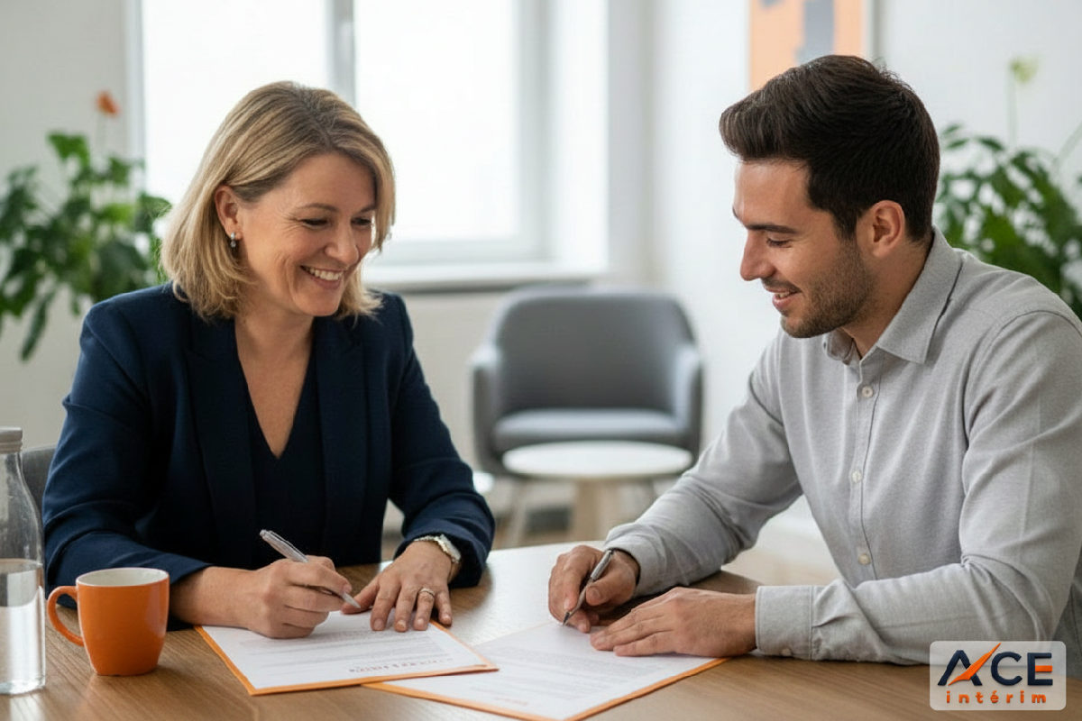 Signature d'un contrat de travail pour un employé étranger.