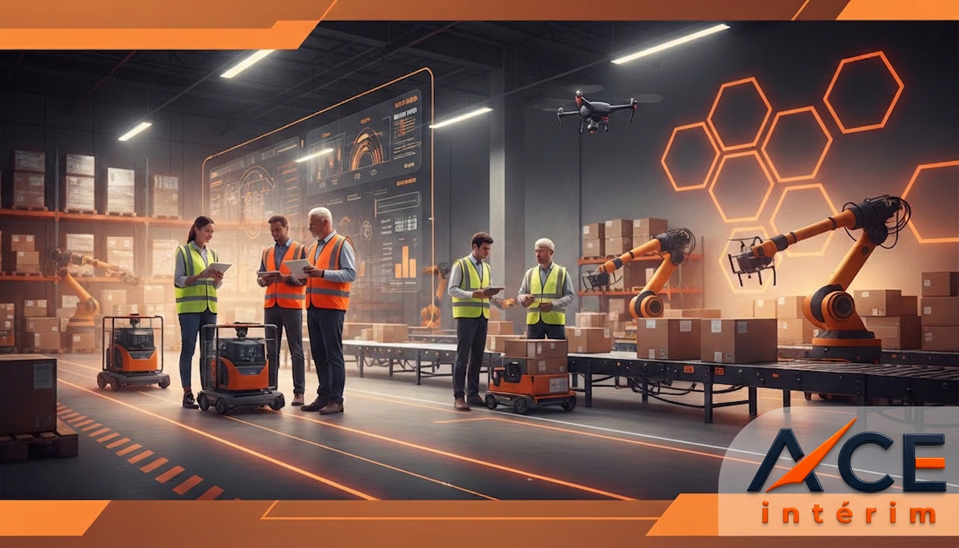 pénurie logistique recrutement - Entrepôt moderne, mixité générationnelle et technologie contre la pénurie.