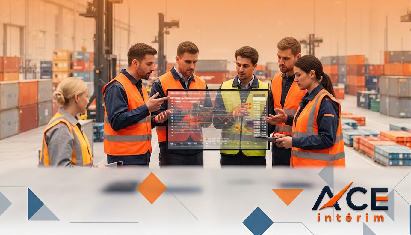 Travailleurs logistiques qualifiés coopérant pour le planning européen.