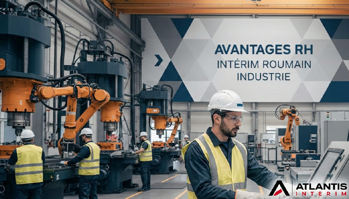 avantages RH intérim roumain industrie - Usine française : ouvriers qualifiés en sécurité sur machines lourdes.