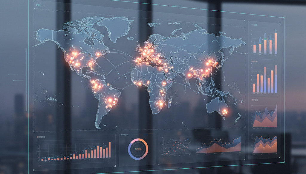 Data dashboard showing global organic traffic, highlighting non-English markets.