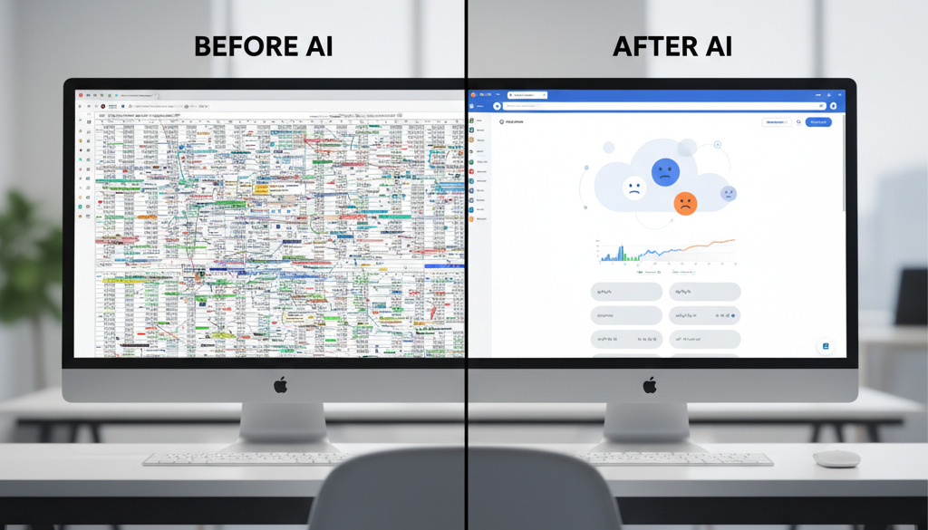 AI transforms GBP dashboard from cluttered data to smart insights.