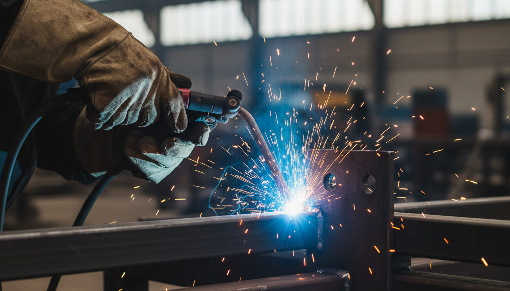 Un soudeur qualifié au travail, symbole d'expertise technique importée.