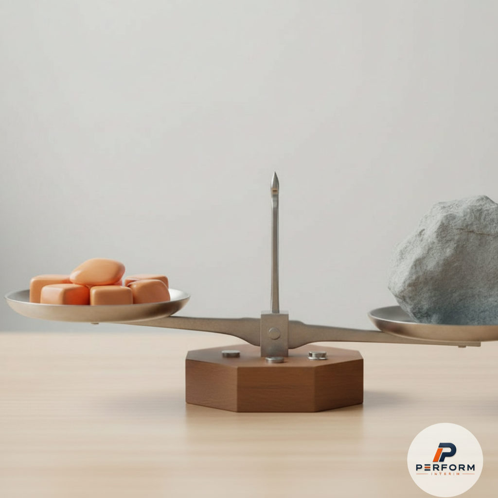Balance comparant le coût d'une agence d'intérim et la perte de productivité.